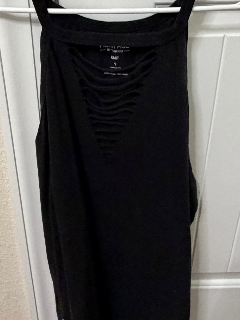 torrid Black Distressed Ladder-Front Tank Top